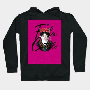 Mex Pink TXB back Cat Frida Cathlo version of - Frida Kahlo Hoodie